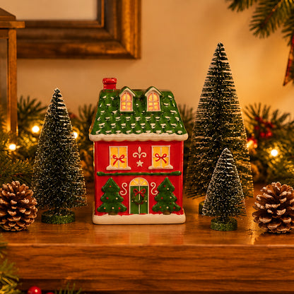 Brûleur décoratif - Maison de Noël rouge