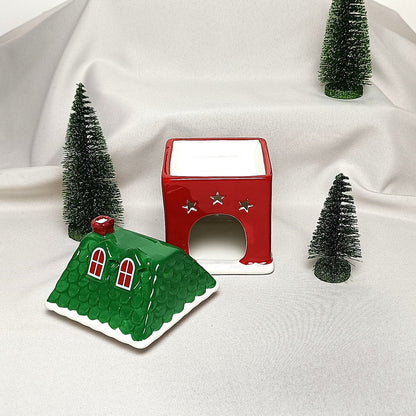 Brûleur décoratif - Maison de Noël rouge