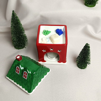 Brûleur décoratif - Maison de Noël rouge
